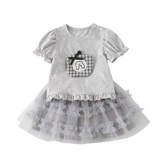 Girls' Outfit Set Cartoon Romper Short Sleeve