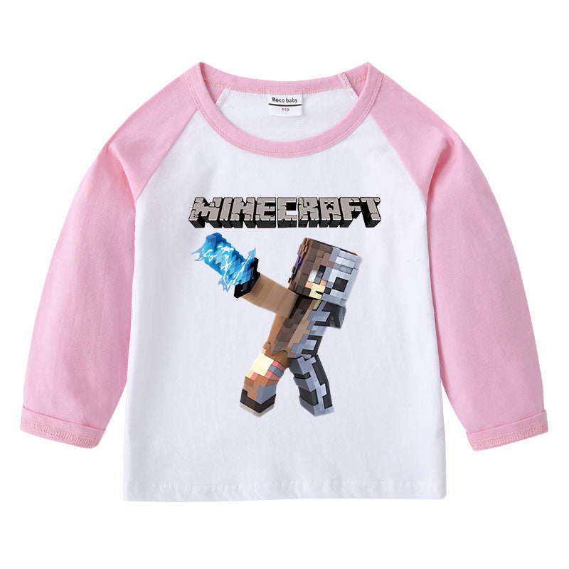 Children's T-shirt round neck cartoon long sleeved top