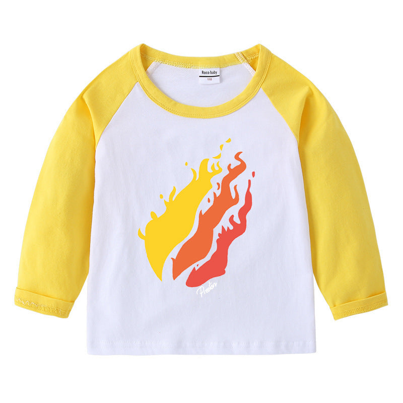 Children's T-shirt round neck cartoon long sleeved top