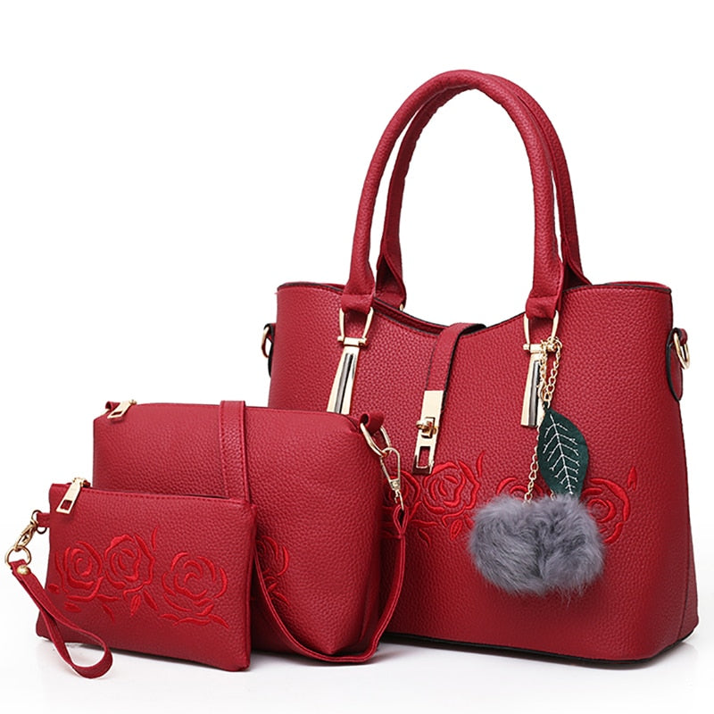 3pcs Leather Bags Handbags Women Famous Brand Shoulder Bag Female Casual Tote Women Messenger Bag Set Bolsas