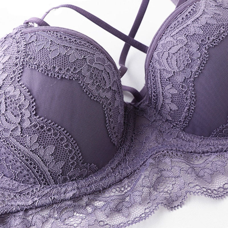 Classic Bandage Black Bra Set Push Up Brassiere Thick Cotton Underwear Set Sexy Bras Lace Embroidery Gather Women Lingerie Sets