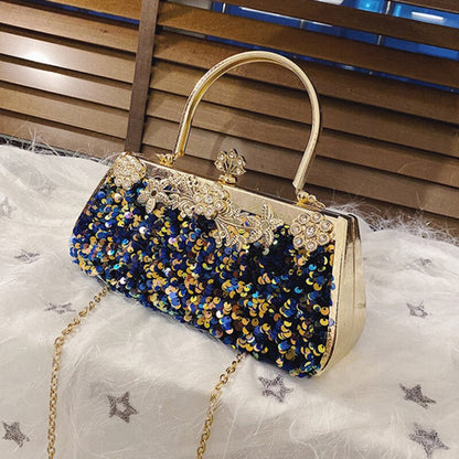 Women Fashion Clutch Purse Sequin Elegant Black Evening Bags Ladies Rhinestone Wedding Party Clutch Handbag Chain Shoulder Bags