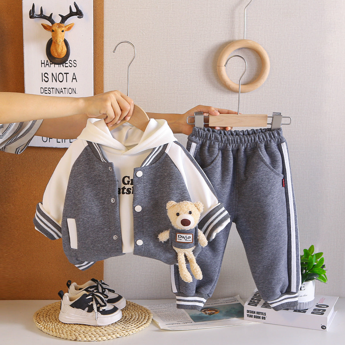 Three piece set of children's baseball uniform