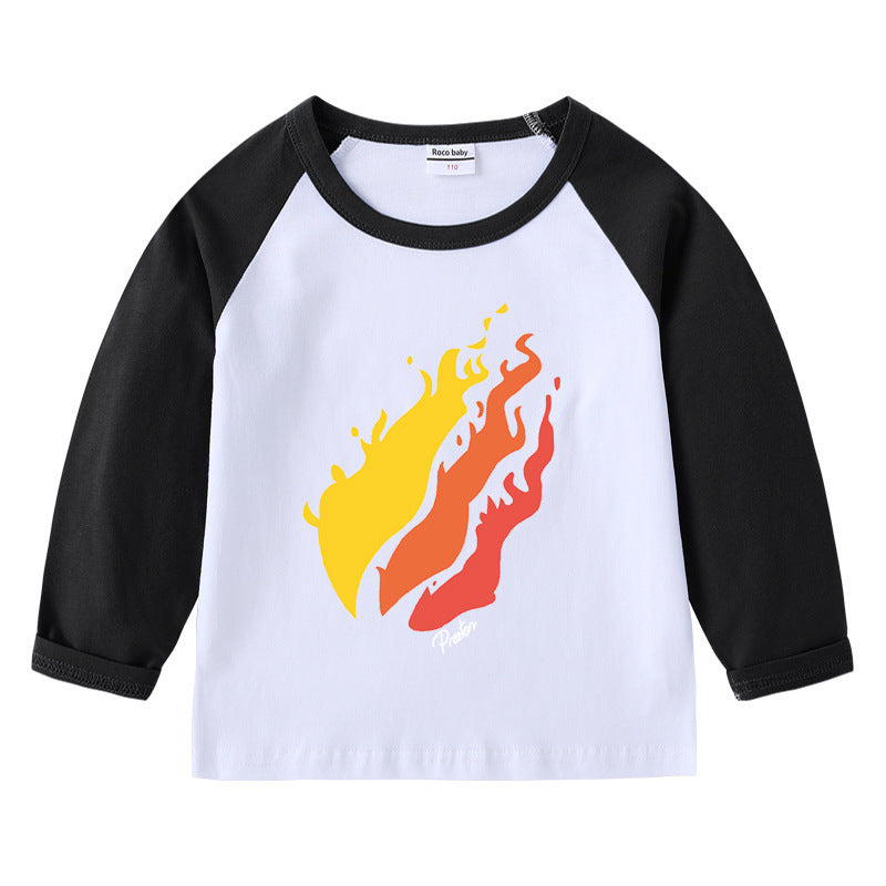 Children's T-shirt round neck cartoon long sleeved top