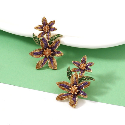 Flower temperament  light luxury versatile new accessories earrings for women