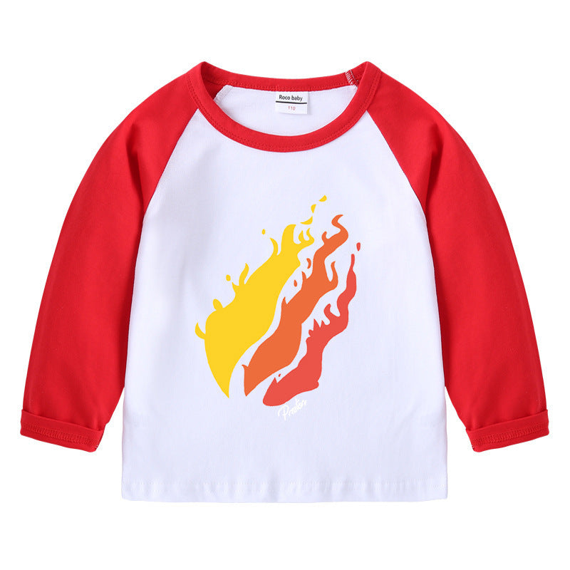 Children's T-shirt round neck cartoon long sleeved top