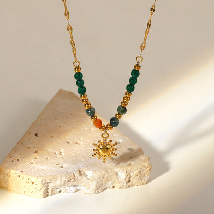 French fashion retro INS style necklace, sun pendant, accessories for women