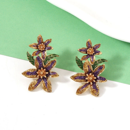 Flower temperament  light luxury versatile new accessories earrings for women