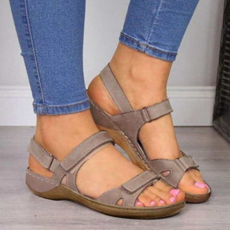 Women Sandals Soft Three Color Stitching Ladies Sandals Comfortable Flat Sandals Open Toe  Beach Shoes