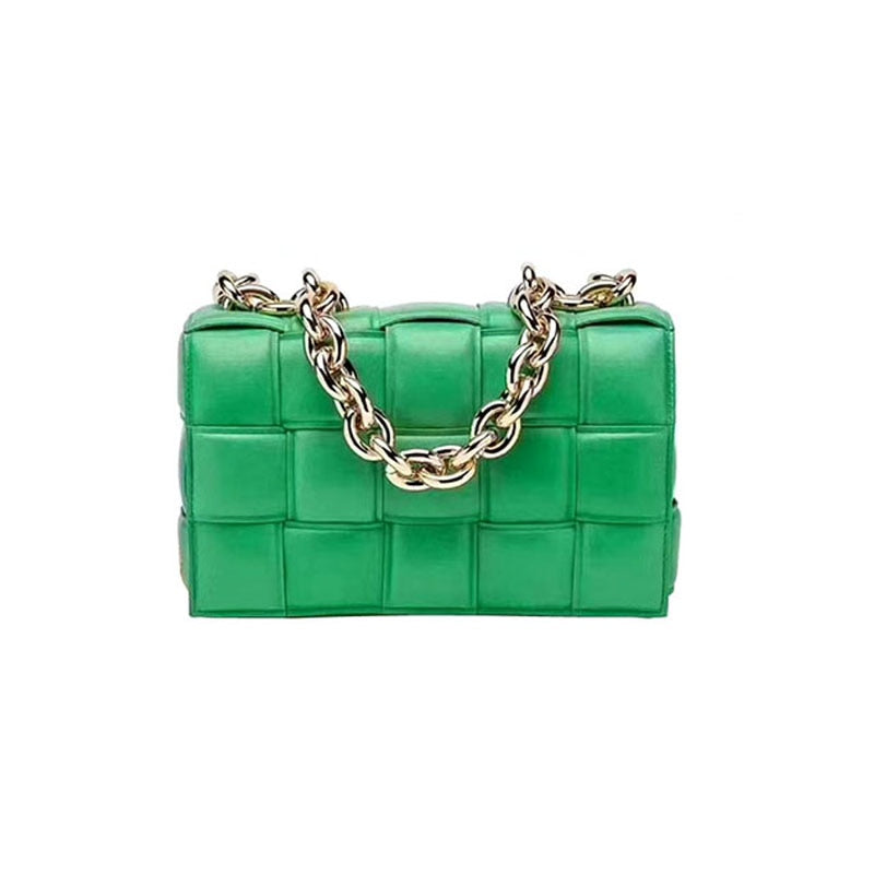 Women Crossbody Bag Weave Flap Bags For Women Quality Leather Thick Chain Shoulder Messenger Bags Female Handbag And Purse