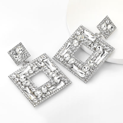 Boutique Fashion Women Glass Crystal Big Dangle Earrings For Women Fashion Jewelry Trendy Lady's Statement Earrings Accessories