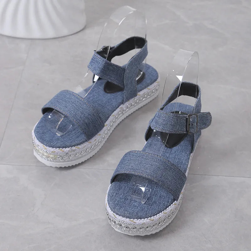 Fashionable and comfortable thick soled glossy women's sandals with fish mouth buckle for women