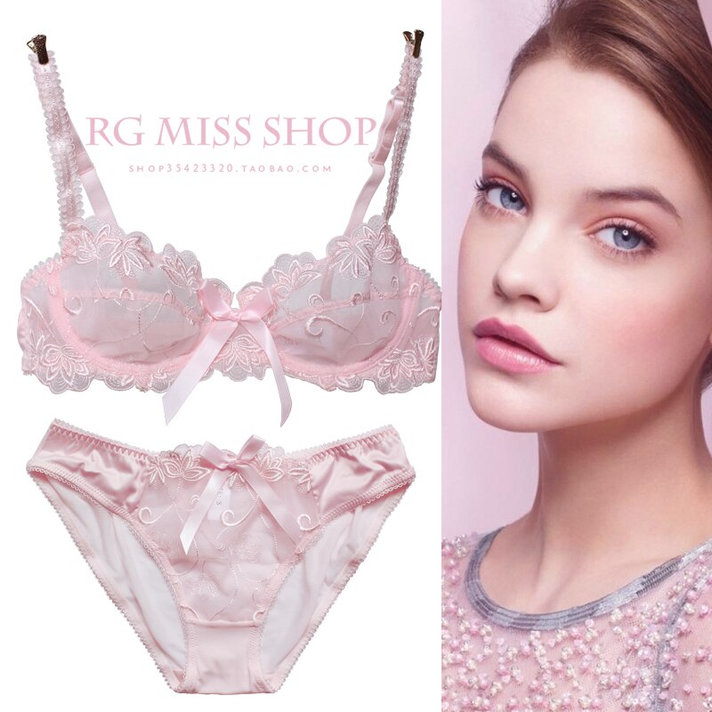 transparent bra panties lace bra set New embroidery bras underwear women set plus size lingerie sexy C D cup Ultrathin