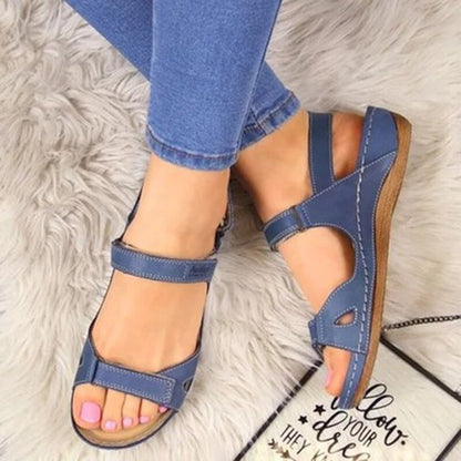 Women Sandals Soft Three Color Stitching Ladies Sandals Comfortable Flat Sandals Open Toe  Beach Shoes