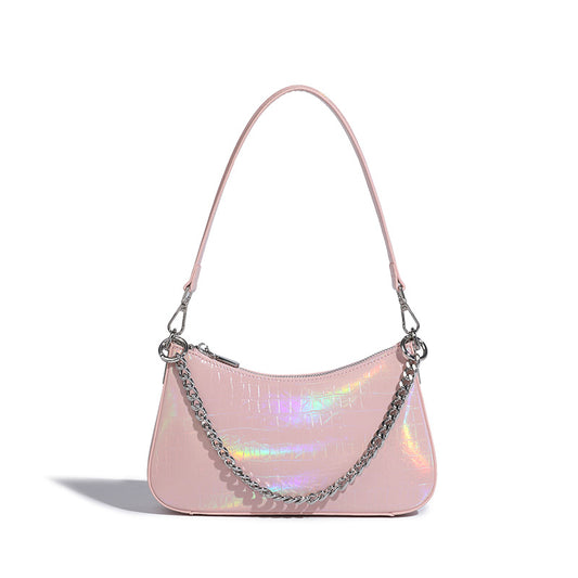 Fashion Women Underarm Shoulder Bags Gradient Colorful Tote Purses Female Chain Small Handbags Soft PU Leather Bag