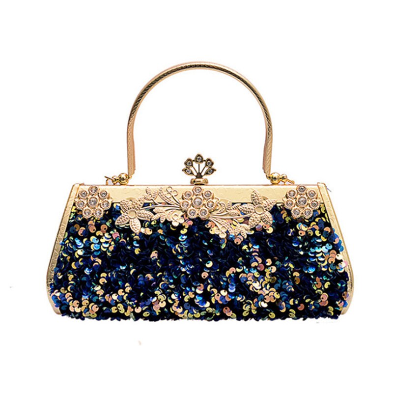 Women Fashion Clutch Purse Sequin Elegant Black Evening Bags Ladies Rhinestone Wedding Party Clutch Handbag Chain Shoulder Bags