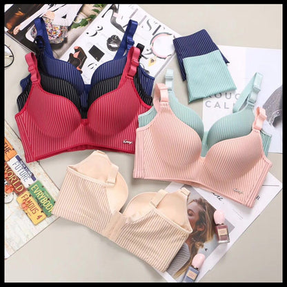 High-end Brand Romantic Temptation Bra Set Women Striped Underwear Set Hot Sale Push Up Seamless Lingerie Female Sets