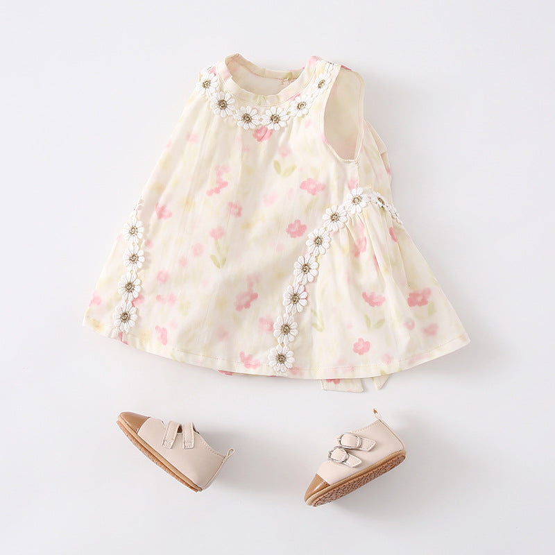 Cute Floral Baby Dress Sweet Princess Style Onesie for Girls