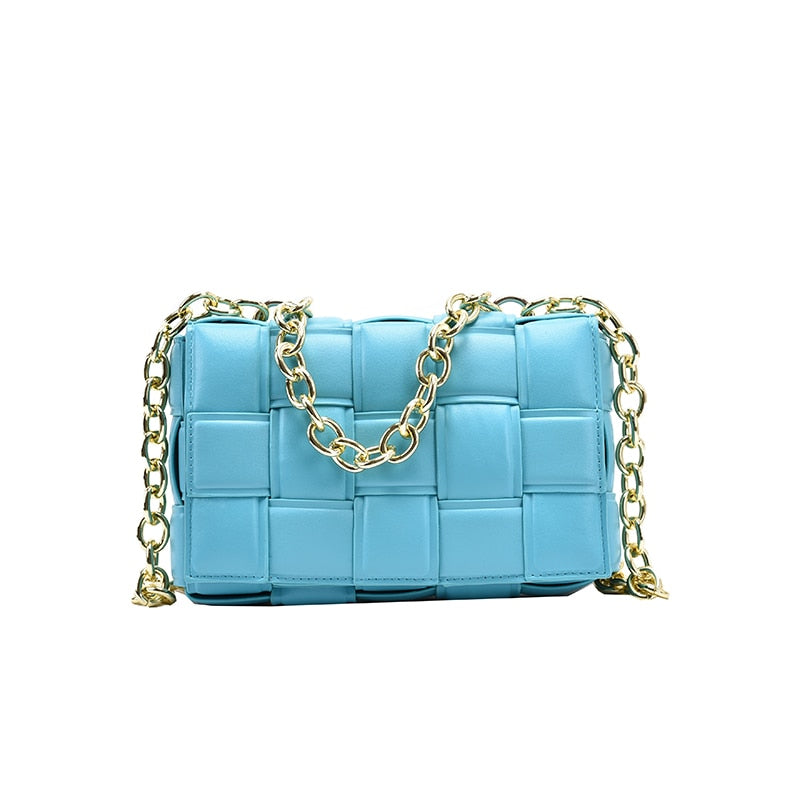 Women Crossbody Bag Weave Flap Bags For Women Quality Leather Thick Chain Shoulder Messenger Bags Female Handbag And Purse