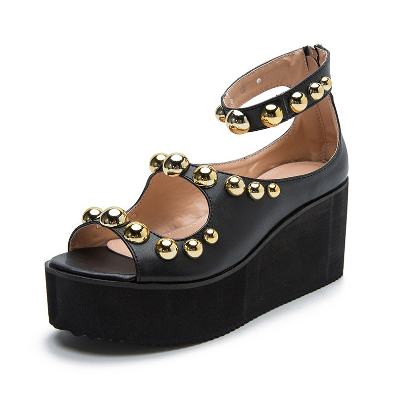 New Wedge Platform Sandals Round Toe Foam Bottom Buckle Roman Women Sandals