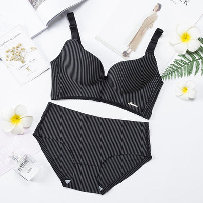 High-end Brand Romantic Temptation Bra Set Women Striped Underwear Set Hot Sale Push Up Seamless Lingerie Female Sets