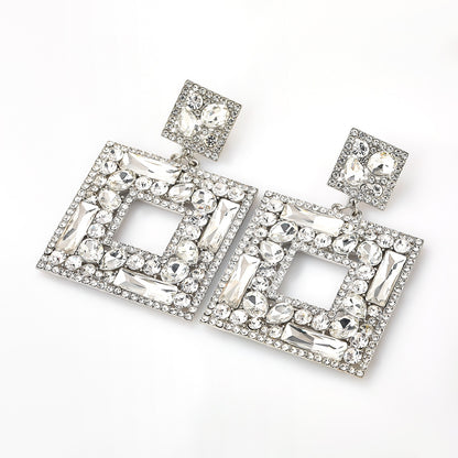 Boutique Fashion Women Glass Crystal Big Dangle Earrings For Women Fashion Jewelry Trendy Lady's Statement Earrings Accessories