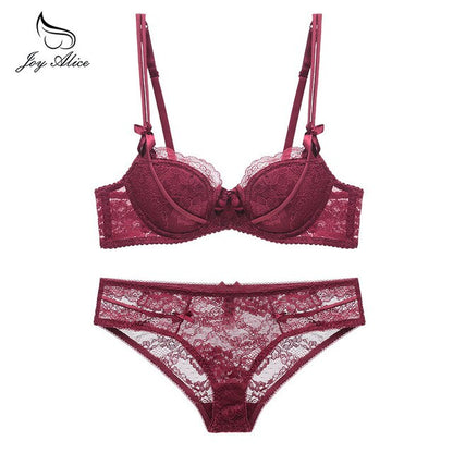 Femal Intimates Lingerie Set Gather Adjustable Underwear Women Lace Bra Set Push Up Bra And Panty ABC Cup Bra Briefs