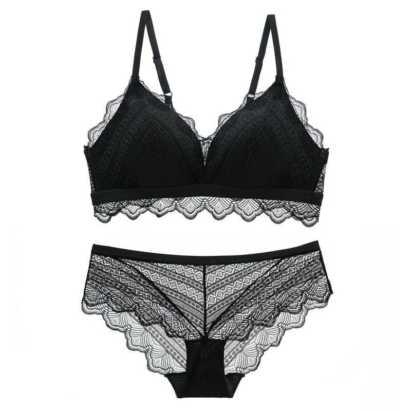 Bra Set Ultra thin Cotton Women bra and panty Lingerie Sexy Embroidery Lace Underwear Sets White