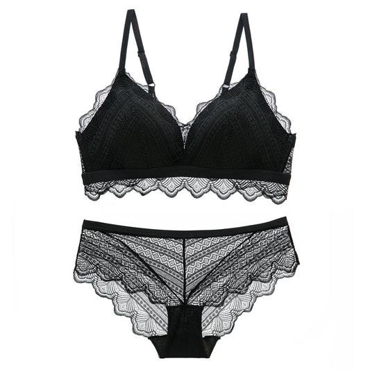 Bra Set Ultra thin Cotton Women bra and panty Lingerie Sexy Embroidery Lace Underwear Sets White