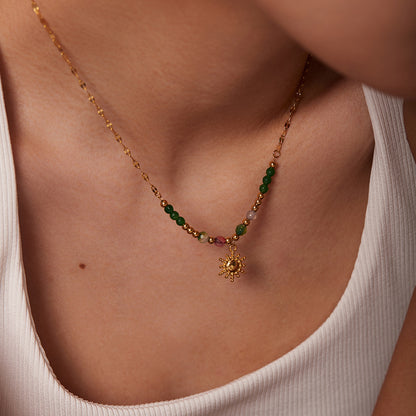 French fashion retro INS style necklace, sun pendant, accessories for women