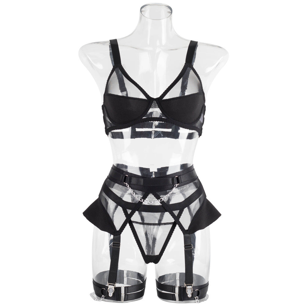 Sexy Underwear Black Splicing Set