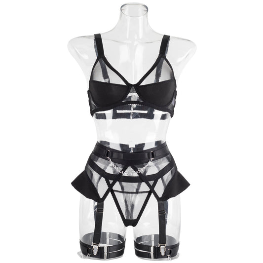 Sexy Underwear Black Splicing Set