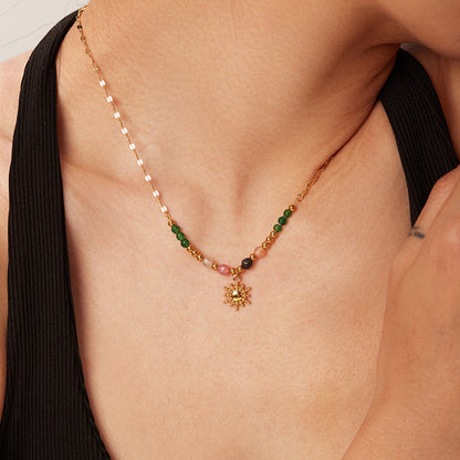 French fashion retro INS style necklace, sun pendant, accessories for women