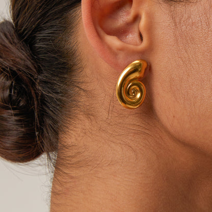 Ins style stainless steel conch spiral loop high-end earrings and earrings accessories for women