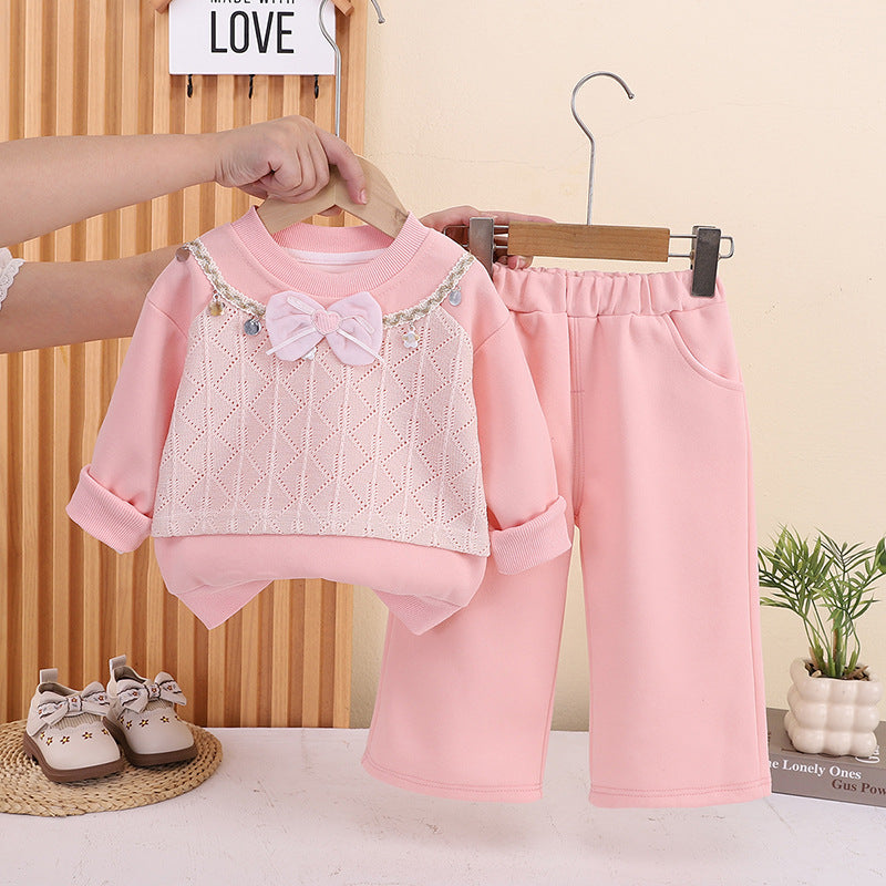 Baby girl autumn hoodie long sleeved two-piece set