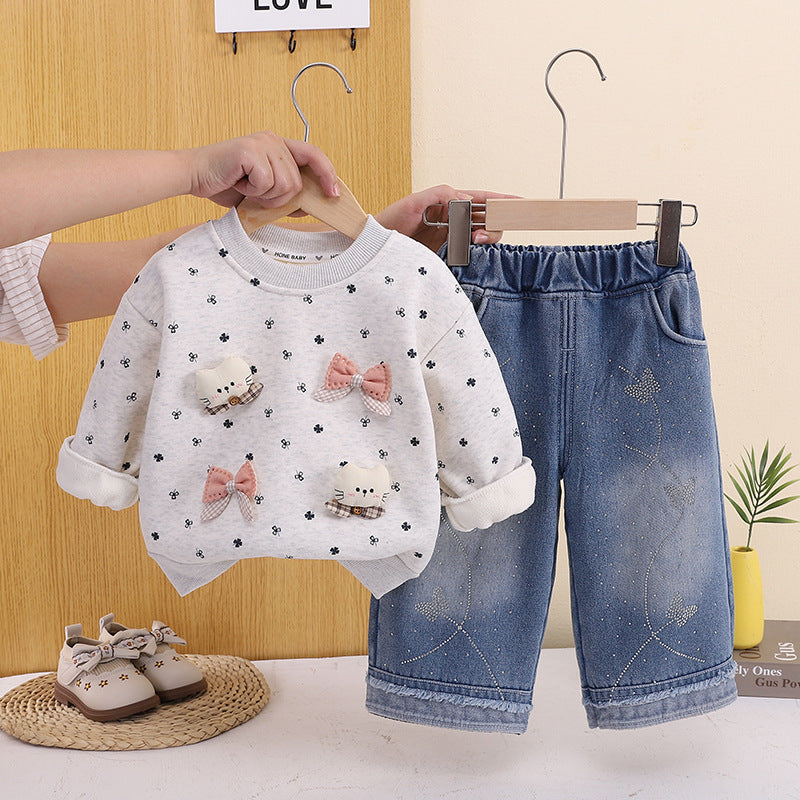 Thick hoodie casual two-piece set