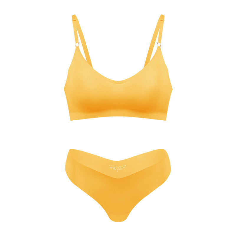 Large size V-neck underwear set for women, no steel ring seamless underwear with briefs for women