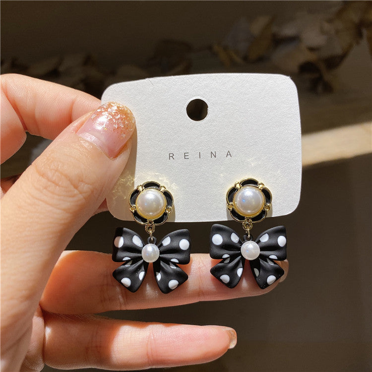 Asymmetrical black and white crystal earrings for women luxury korean accessories